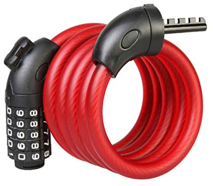 Sichern Fahrradschloss, Diebstahlsicheres Fahrrad Pick-resistentes Kettenschloss für Mountainbike Scooter Grills im Freien, 5-stellige rücksetzbare Kombination Ideal, Red