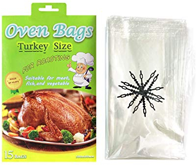 15 bolsas grandes de pavo, bolsas de horno para cocinar, bolsas de carne para asar bolsas seguras para carnes, pavo, pescado, verduras, 50 x 60 cm
