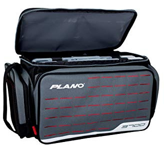 Plano Weekend Serie 3500 Softsider-Tackle-Tasche, Grauer Stoff, enthält 2 3500 Stowaway Storage Boxen, Soft Fishing-Tackle-Tasche für Köder und Angeln, wasserdicht