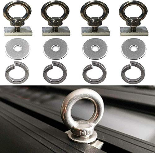 4 Pack - Heavy-Duty Stainless Steel Eye Bolt tie Down Anchoring kit for roof Rack.for Awning and Other Accessories.