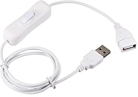sourcing map USB Kabel mit Ein/Aus Schalter Stecker auf Buchse 1m Weiß | Verlängerungskabel für LED Schreibtischlampe Streifen