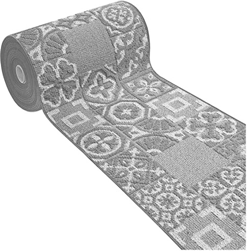 emmevi Alfombra de cocina 3D antideslizante, lavable, baldosa mayólica, modelo CleLIA Dis.G 57 x 40 cm, color gris