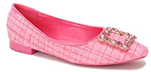 La Modeuse - Tweed ballerinor med strass utsmyckad juvelrem, fuchsia, 37 EU