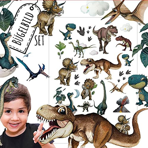Bügelbilder Dinosaurier Brachiosaurus Dinos Dino Set in A3 A4 A5 Applikation Kissen Shirt Taschen Bügelbild Bügelmotiv Patch Aufbügelbilder bb239 - ausgewählte Größe: *A3*