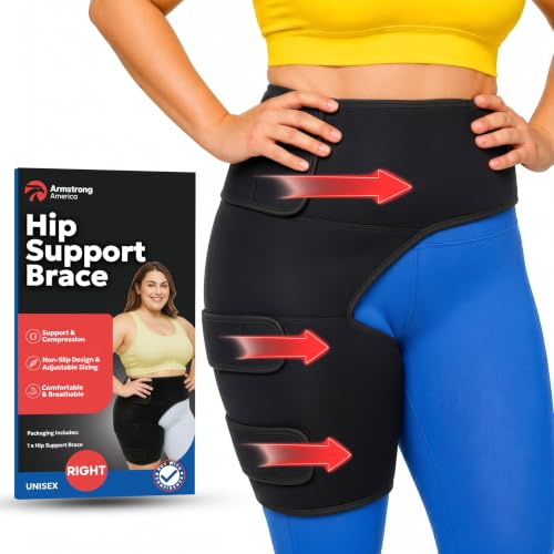 Plus Size Hip Brace Thigh Compression Sleeve | Hip Sciatica Pain Relief Device Brace | Hamstring Groin Compression Sleeve Wrap | Sciatic Nerve Relief | Hip Support Brace for Women & Men | X-LG / RIGHT