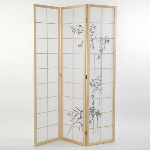 DESIGN DELIGHTS RAUMTEILER Asia | 3-teilig, 170x120 cm, Reispapier, mit Bambusmotiv | Raumtrenner, Paravent, japanischer Sichtschutz, Shoji Trennwand