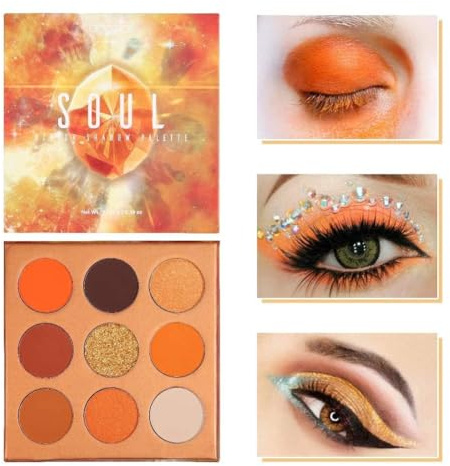Docolor Lidschatten Palette Orange Edelstein Make Up Palette Vegane Formel 9 Farben Hochpigmentierte Matte Schimmernde Nackte Rauchige Glitzernde Creme Langlebige Wasserdichte