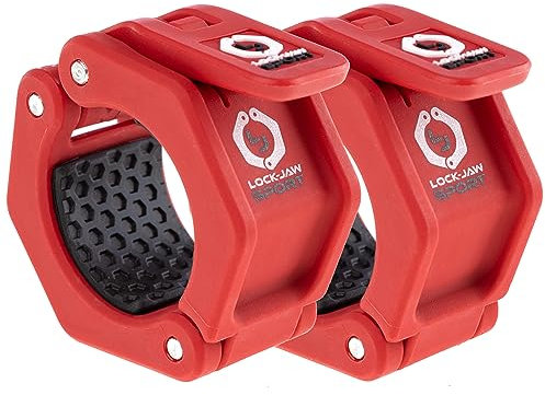 Lock-Jaw Sport Olympic Barbell Collar - Quick Release Barbell Clamp (Red)