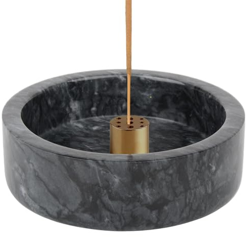 Aisiming Incense Holder,Natural Marble Incense Holder for Sticks,Handmade Incense Burner with 9 Incense Holes,Suitable for Meditation,Smudging,Incense Burning and Decoration(Black)