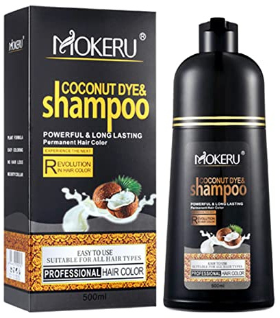 Shampoo colorato di cocco – 500 ml di colorante nero cocco durevole per uomini e donne, shampoo a colori a lunga durata, shampoo nero vegetale protegge i danni dei capelli, non sbiadisce, Odavom