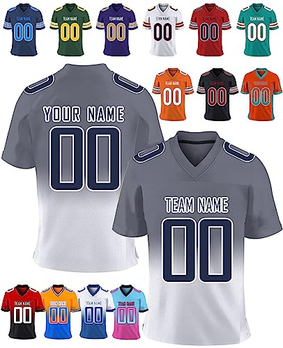 Herren-Sporthemden Personalisiert American-Football-Trikot, Personalisierte Schnelltrocknend Atmungsaktiv T-Shirt kurzärmelig und fügen Sie den Teamnamen für Männer Damen Kinder, S ~ 7XL