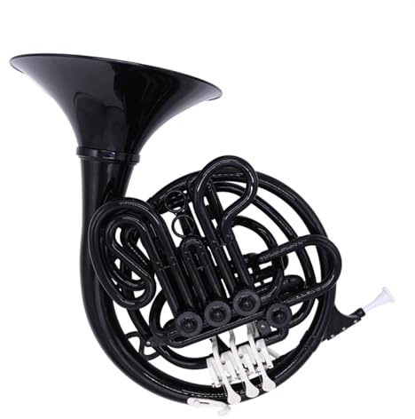 Zweireihiges ABS-Waldhorninstrument Mit 4 Tasten Für Erwachsene, Bb/F-Ton, Schwarzes Kunststoff-Waldhorn Mit Zubehör Waldhorn-Set