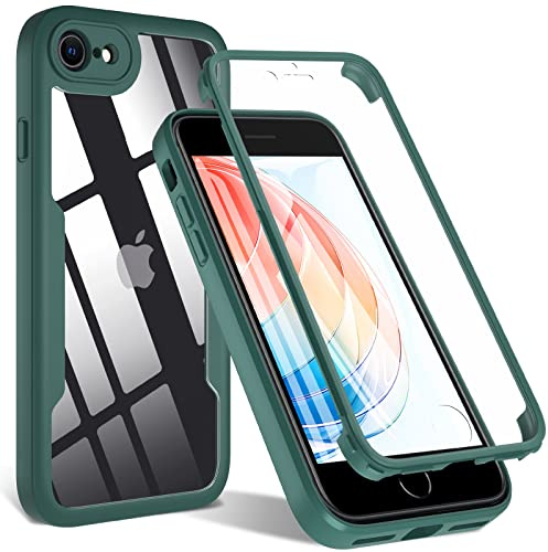 OWKEY iPhone SE 2020 Case, iPhone SE 2022/8/7 Case, 360° Full Body Heavy Duty Cover With Built-In Screen Protector, Shockproof Protective Phone Cover for iPhone SE/8/7 3rd 2nd Gen 4.7” (Green)