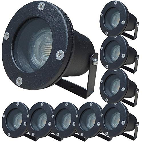 ETT Distribution GmbH LED Boden Aufbaustrahler Sophie 9 x 3W MCOB Bodenspot 230V IP65 Farbe Schwarz inkl. Erdspieß 3000K Warmweiß 250lm