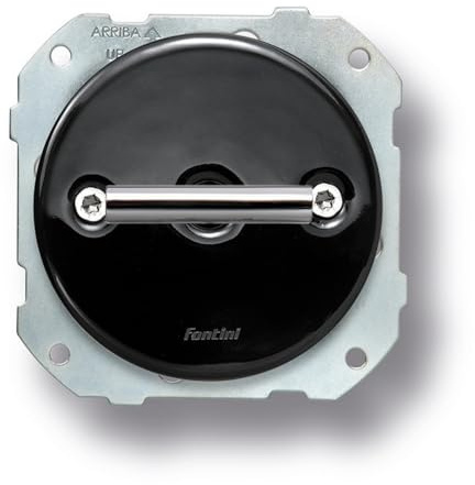 FONTINI - Double poussoir rotation double métal chrome porcelaine noire DO LOW