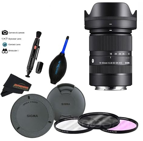 Sigma 18-50mm f2.8 DC DN Contemporary Lens for Sony E with Sunshine Photo Advanced Bundle - 4 Years USA Manufacturer Warranty