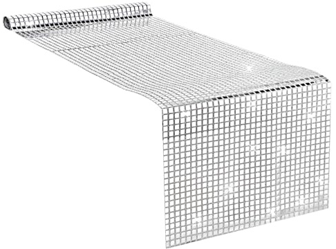 Disco Party Tischläufer Silber 30 x 180 cm Discokugel Tischdecke