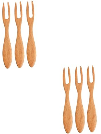 6 Stk Obstgabeln aus Holz Mode Fruchtgabel Dessert-Fruchtgabel Ausgießer für Flaschen Fruchtgabeln Kuchengabel hochzeitsideen hochzeitsparty Dessert-Picks Holzgabeln Bambus Cabilock