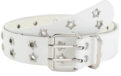 AYNKH Damen Punk-Nietengürtel, mit hellen Sternnieten, Rock, Punk, Gothic, Ledergürtel, verstellbare breite Gürtel, für Jeans, Rockwear, modischer Retro-Stil, für Damen (110 cm), Schwarz , One size