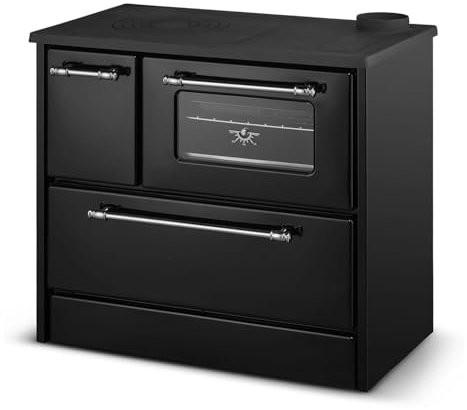 Beatrice - Stufa a legna con cucina e forno 87x51xH79 cm, colore nero