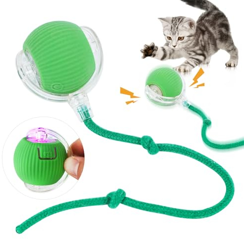 Kyduu Gioco Interattivo Gatto, Palla Interattiva per Gatti, Giocattolo interattivo per gatti, Giocattolo Interattivo con Palla Automatica, Con 3 Modalità, Dotato di USB ricaricabile (Verde)