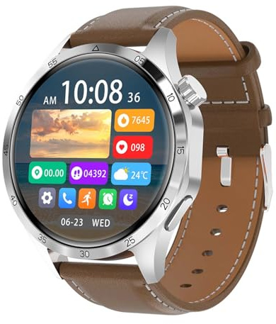 RORIOS Smart Watch per Uomo Donna Chiamate Bluetooth Monitoraggio Della Salute Orologio da Polso Intelligente Fitness Sportivo IP68 Impermeabile Smartwatch Marrone