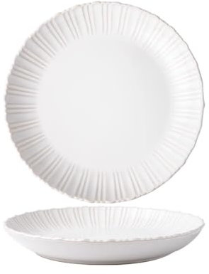 ADERFETBI Platos Plato hondo de cerámica blanca nórdica, plato occidental for verduras, plato for carne, plato de desayuno, tazón de fideos for el hogar Vajilla(7PCS)