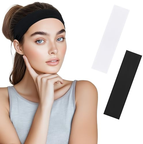 HBselect Stirnband Damen Sport, Haarband Damen Sommer Sport Haarbänder Schwarz Antirutsch Headbands Unisex für Yoga Workout Laufen Fitness