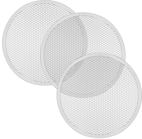 BXUYAOXMC 3 Pack Pizza Screen 12 Inch, Non-Stick Aluminum Mesh Pizza Pan for Oven & Grill, Heavy Duty Reusable Pizza Tray, Dishwasher Safe Crispy Crust Baking Sheet for Home Kitchen, BBQ, Restaurant
