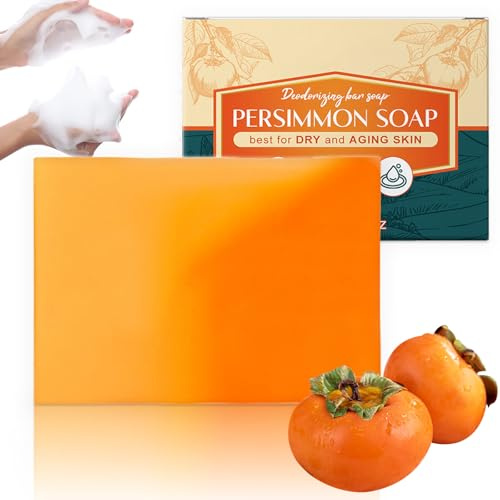 Persimmon Duschseife zur Gerüche entfernen - Natural Presimmon Soap - Natürliche Kaki-Seife für Trockene und Alternde Haut - Persimmon Seifestück für Gesicht und Körper (1)