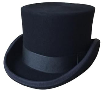 WUFANGBU Fedora Trilby Filzhut Hut High Top Hat Retro Fashion Style Zylinder S (54-56Cm) 70Fmz307-Schwarz