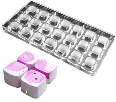 TUKE Stampo in policarbonato per cioccolatini, caramelle, sapone, strumenti di cottura professionali, senza BPA, durevole e riutilizzabile (F_ quadrato)