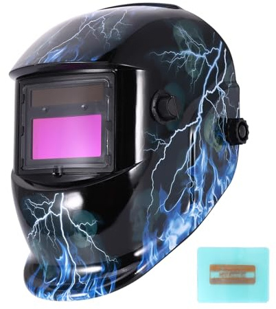 Máscara de soldadura de oscurecimiento automático, máscara de soldadura solar para protección de ojos y cara, casco de soldadura ajustable ligero y cómodo con rango de sombra 9-13, para TIG, MIG