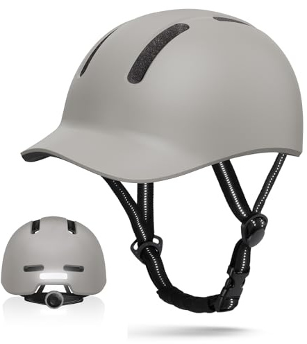 KINGLEAD Casco de Bicicleta, Casco Urbano Commuter, Elegante Casco de Bicicleta para Hombre y Mujer, para Ciclismo, Trekking, Ciudad, Scooter para Hombre, Ajustable (Grau,L:55-60CM)