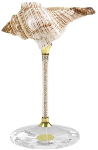 SiaBiced Copa de Vino Vaso de Zumo Copa de Cóctel Cáliz Decorativo Cristalería de Vidrio con Estructura Ligera en Forma de Concha Adecuado para Regalos de Cump, Base Dorada de Concha, Individual