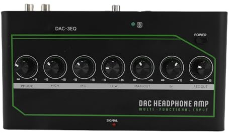 Annadue Bärbar Hörlurarförstärkare, Metallstereo -ljudförstärkare med Bass Treble Control Inbyggd Bluetooth för Inspelningsstudior, Streaming, Band, Ljudblandare (EU)