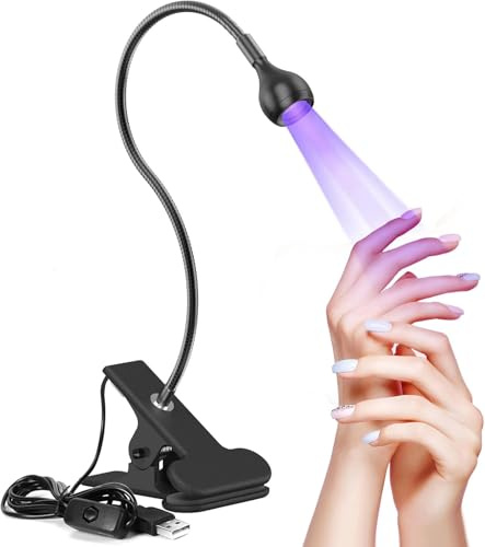 Lampada UV Led Unghie, 5W Mini Essiccatore per Unghie UV per unghie in gel lampada per colla ultravioletta professionale americana con testa rotante a 360 gradi per manicure a dita asciutte