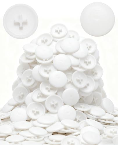 SEESUNO 1000 Pcs Eccentric Wheel White Screw Caps, 17 mm Cross Head Plastic Screw Covers for Wardrobe Urniture