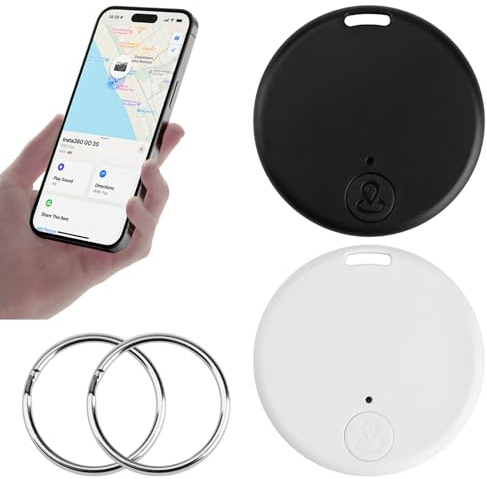 2Pcs Traceur GPS Bluetooth 5.2 Localisateur D’Objets Mini Traceur GPS Compatible iOS Android Via App Multi-Objets pour Portefeuille Animaux Valise 15m Batterie Remplaçable Signal Sonore Mode PerduLoc
