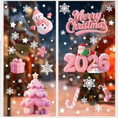Fensterbilder Weihnachten Selbstklebend - 93 Weihnachts Fensterbilder Wiederverwendbar mit Weihnachtsmann, Schneemann, Schneeflocken, Weihnachtsbaum, Rentierfür Fenster Tür Winter Weihnachtsdeko