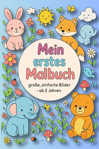 Mein erstes Kritzel-Malbuch für Kinder ab 2 Jahren: 80 große, einfache Bilder – Tiere, Autos, Dinosaurier, Raketen & mehr – dicke Linien • Vorschule & Kindergarten • Geschenkidee für Mädchen & Jungen