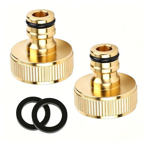 2 conectores rápidos de latón, rosca interna de 1 pulgada, adaptador de conexión para manguera de grifo, conector de grifo compatible con el sistema de acoplamiento Gardena, adecuado jardín