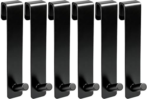 6 Stück Edelstahl Duschhaken für Glaswand ohne Bohren, 13.5cm (Schwarz) | Haken Duschwand mit Schutzmatte, Dusche Handtuchhalterung, Duschhaken ohne Bohren für Glasstärken ≤ 13mm