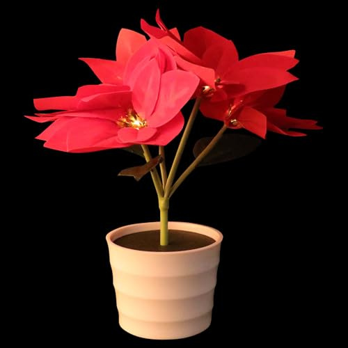 GLEAVI Flowerpot Light Decorative Light Flower Night Lamp for Living Christmas Decor Faux Flowers Random Style