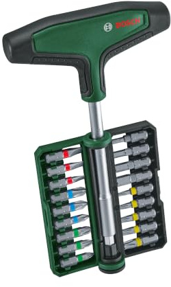 Bosch Set de destornilladores de puntas con empuñadura en T de 19 piezas | Accesorios Herramientas Manuales