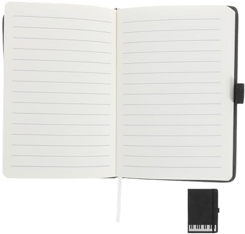 HOMOBABE Musikschreibbuch A6 Notizbuch mit Klaviermotiv Pu Einband und Glattem Schreibpapier Elegantes Musikthema Geeignet für Skizzen und Kreative Notizen im Büro oder Studium