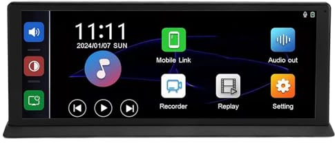 Autorradio Portátil, Receptor de Radio para Coche con Pantalla Táctil Bluetooth WiFi de 10,26 Pulgadas con Cámara de Salpicadero 4K y Cámara de Marcha Atrás 1080P, Compati
