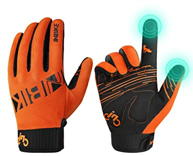 INBIKE Cycling Gloves for Men/Women Bike Gloves with Touchscreen-Padded Anti-Slip Mountain Biking MTB Bicycle Gloves for Cycling/Workout/Gym/Outdoor Orange M