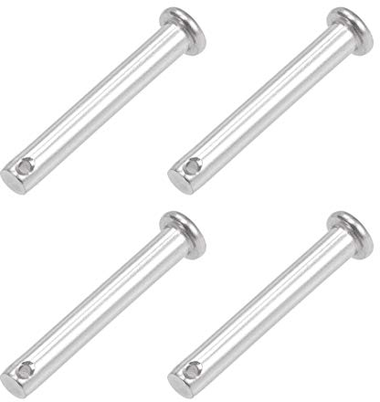 sourcing map 4 Stück Steckbolzen Einloch Gabelbolzen Scharnierstift 6mm X 40mm Splintstift Flacher Kopf 304 Edelstahl