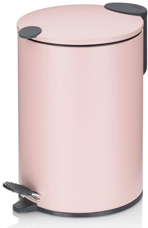 kela Seau à cosmétiques 3l rose mat, couvercle silent-close, poubelle à pédale salle de bains MATS, poubelle de salle de bains avec seau intérieur et anse de transport